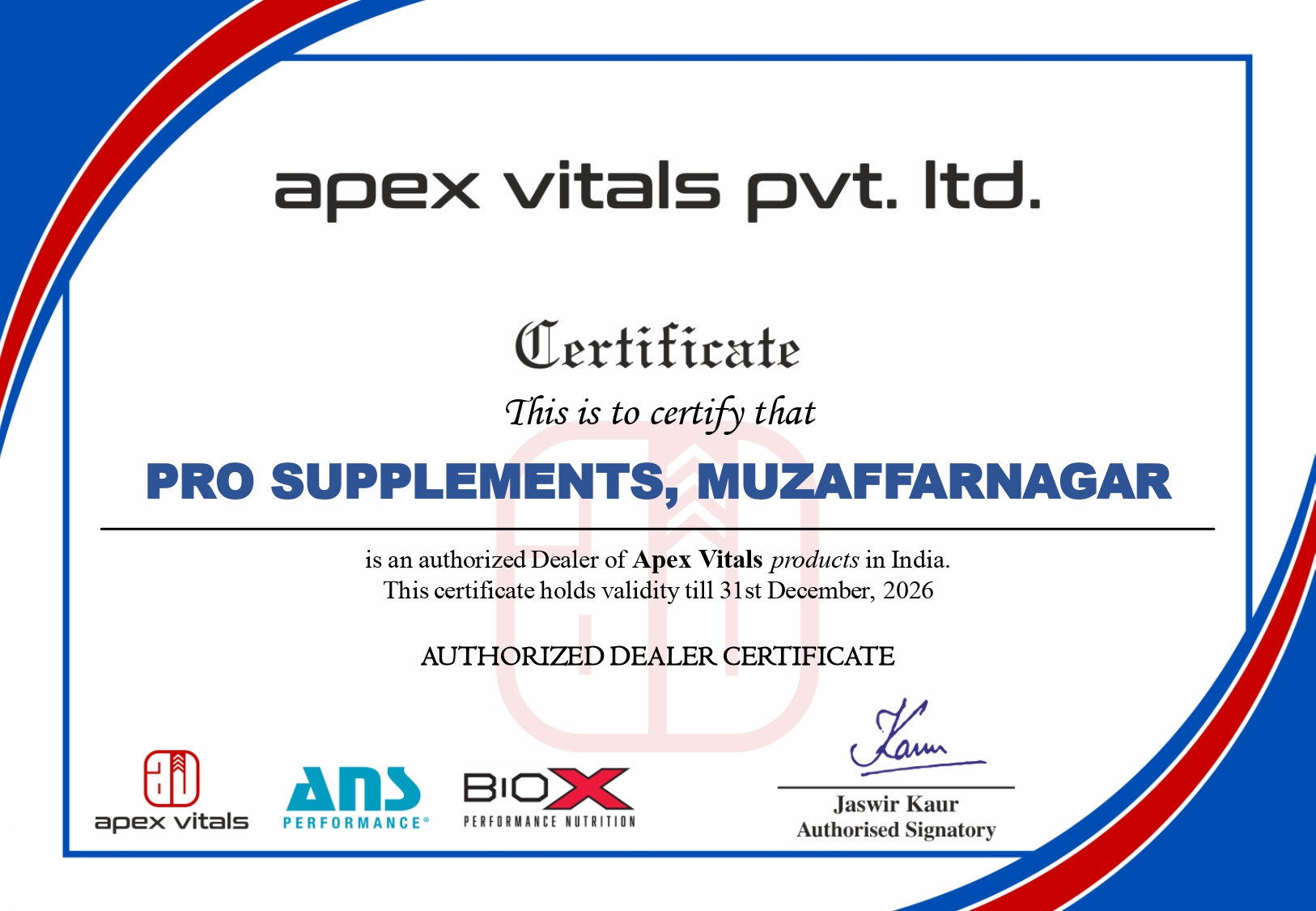 PRO SUPPLEMENTS MUZAFFARNAGAR Certificate PDF_page-0001